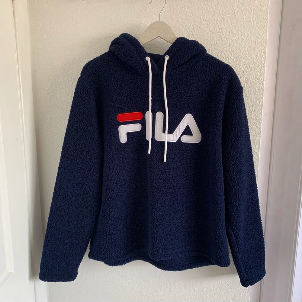 FILA Women’s Teddy Hoodie Navy Blue L
